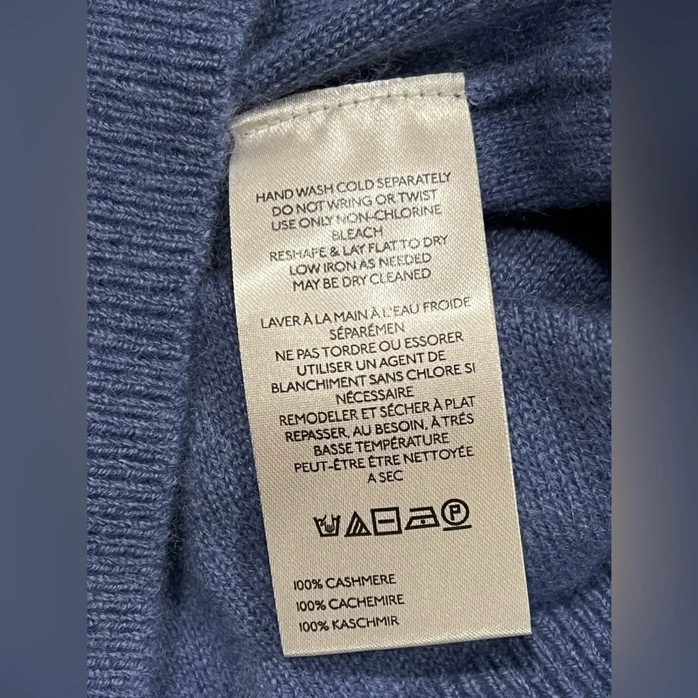 Free People Shirt Womens Annabel 100% Cashmere V Neck Indigo Blue Size Small - Picture 9 of 10